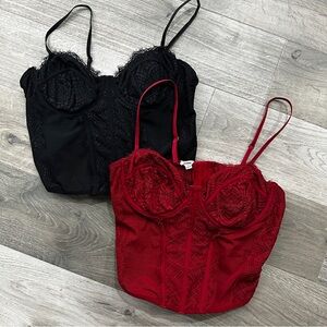 Garage Lace Bustier Corset Tops x2 Black & Deep Red Size Large